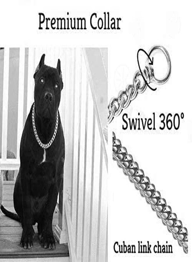 RoverPets Heavy-Duty Choke Cuban Link Dog Chain Collar - 4mm Silver Metal Collar for Large Breeds Like Rottweiler, Pitbull, Cane Corso, Mastiff - 24 Inch Strong Build - Image 5